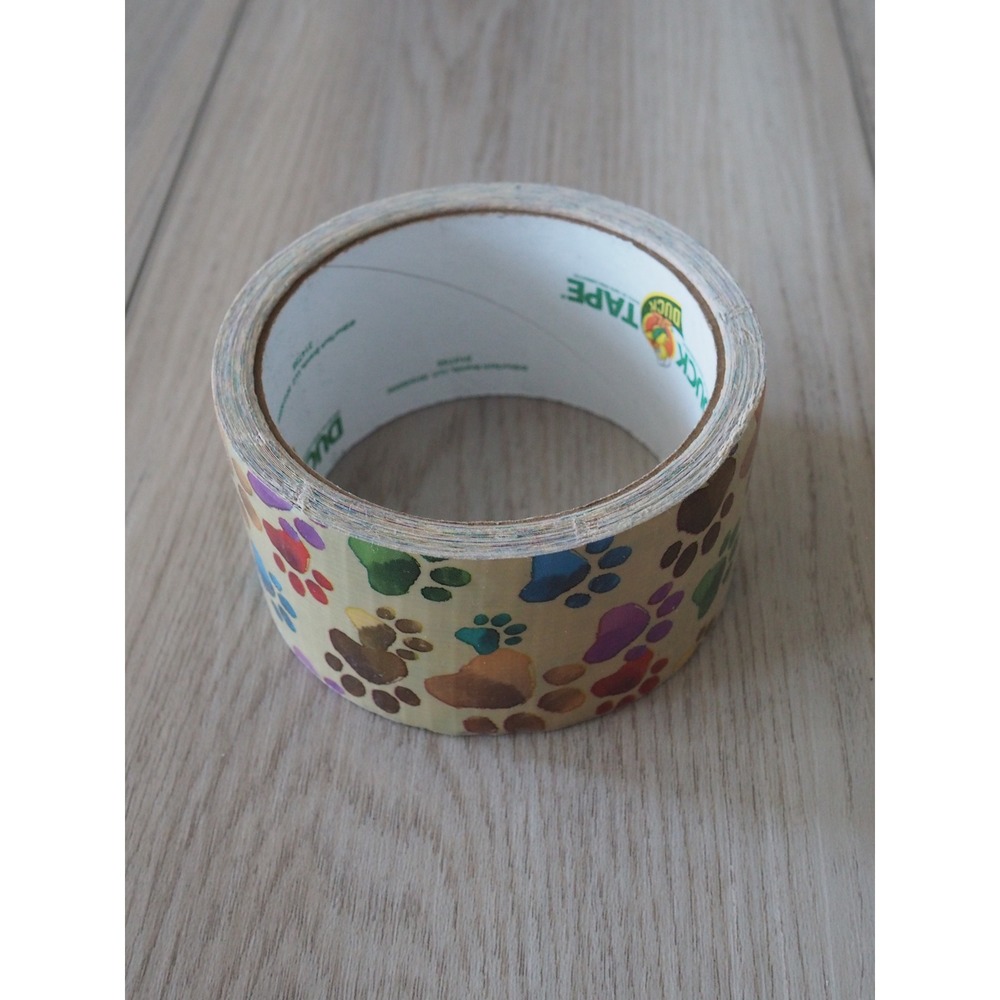 Rare! Duck Tape Brown Colorful Paws Paw Print Animal Dog Partial Roll Crafting